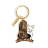 Brunette Cat Mom Key Chain