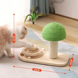 Mushroom Scratching Post with Feather & Wooden Toy